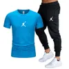 2021 Heren Casual Zomer Trainingspakken Kleding Sportkleding Tweedelige T-shirt Merk Basketbal Running Sportwear Fitness Sweatshirt Broek
