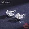 Real 925 Sterling Silver Sparkling Clear CZ Stud Earrings for Women Fashion Water Drop Shape Wedding Engagement Jewelry 210707