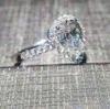 Klasyczna pierścionka ślubna Fine Jewelry 925 Srebrna gruszka krojona biały topaz cz diamentowy kamienie wieczne kobiety zaręczyny B5128793