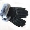 Winter-Lederhandschuhe und Woll-Touchscreen-Kaninchenfell, kältebeständig, warme Schaffell-Abschiedsfinger