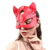 Женщины CAT Полу кожаный головной уборной бондаж Хэллоуин Masquerade Party Cosplay Costume Mask Slave Sexy Stage Performance