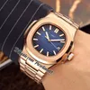 2022 5711 A21j Automatic Mens Watch Two Tone 18K Yellow Gold Bezel D-Blue Textured Dial Stick Markers Stainless Steel Bracelet 9 Styles Watches Puretime01 E25A1