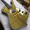 Custom Shop Gold Cracked Mirror ICEMAN Paul Stanley Guitare électrique Abalone Body binding Pearl Inlay, Golden Hardware