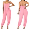 Women Solid Color Jumpsuit U-shaped Neck Spaghetti Strap Backless Loose Casual Romper Summer Playsuit Plus Size Women's Jump256Q