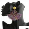 Dangle & Chandelier Earrings Jewelry Bohemian Luxury Crystal Fan-Shaped Drop For Women Exaggerated Large Geometric Tassel Pendant Dangler Ha