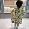 Flor de vestido infantil impressão de manga curta verão criança roupas bonito estilo pastoral menina 210515