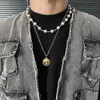 2021AW, nuevo diseño de nicho, collar de costura de perlas espinosas, moda Hip Hop, accesorios de cadena de clavícula de acero de titanio