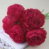 Dekorativa blommor kransar europeisk stil 5heads artificiell peony blomma hem dekoration silke riktig touch falska bröllopsfest present blommig