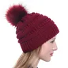 Sparsil Unisex Winter Faux Fur Pompon Beanies帽子暖かいウールニットスカーフキャップ女性スポーツスキーポンポムバラクラバボンネット男性Y21111