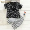 Bear Leader Cool Kids Clothing Sets Summer Boys Fashion Letter Print Top and Shorts Outfit 2Pcs Children Casual Clothes 2-6Y 210708