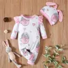 Baby flicka söt kanin jumpsuit 210528