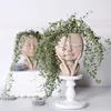 Girls Face Head Flower Planter Succulent Plant Flower Container Pot Flowerpot Figure Garden Decor Nordic Tabletop Ornament H5 210615