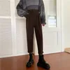 Kvinnor Pants Capris Alien Kitty Korean Folds Harem Solid Button Women Sport 2022 Chic Autumn Fashion Minimalist Casual EleAgnt