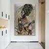Obrazy Afrykańska czarna kobieta plakaty sztuki i grafiki Abstract Girl Canvas on the Wall Pictures Decor308J