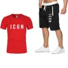 2021 Men's Tracksuits cotton T-shirt short-sleeved shorts two-piece suit jogging fitness sportswear mens round neck pullover