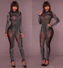 sexy nachtclub vrouwen jumpsuits boor mesh Jumpsuit clubwear rompertjes zwarte kleding Nachtjurk mode ontwerpen jurken