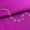 Link, catena in argento sterling 925 nappa braccialetti con ciondoli a cuore link cavigliera regolabile per gioielli da sposa per feste da donna A186