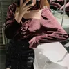 Solide Vintage Frühling Blusen Frauen Sexy Mode Koreanische Blusas Mujer Velour Plissee Ins Shirts Tops 14661 210415
