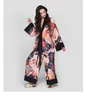 Soloseta 일본 파자마 100 % 뽕나무 실크 레스 레이트 프린트 가운 정장 여성 밖에서 긴 소매 펭 여성 잠옷을 입을 수 있습니다