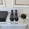 مصمم مخصص الكلاسيكية الكاحل التمهيد الخريف جديد إمرأة حذاء، جلد القطن لصق تصميم الديكور الحجم 35-40 الأسود والأزرق الداكن