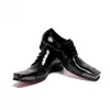 Square Toe Black Leather Dress Shoes Men Italian Type Men's Shoes Lace-up Business Leather Shoes zapatos de hombre