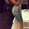 Bling Rhinestone Sexig Long Prom Dresses 2019 Ny Hot Selling Sweetheart Mermaid Tulle Formal Evening Party Gowns Custom Made P122