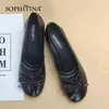 Sophitina婦人の靴の手作りローヒールちょうちょく滑り止めの女性の靴丸いつま先のソリッドカラーカジュアルな女性のポンプ春AO764 210513