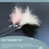 Cat Toys 3pcs Portable Pet Teasing Sticks Kattunge med fjäderhängen