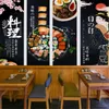 Papiers peints japonais nourriture photo 3D papier peint Sushi Restaurant fond noir papiers peints Mural Snack Bar décor industriel
