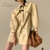 Spring Autumn Women Vintage Short Shirt Long Sleeve Tulle Single Breasted Loose Fashion Party Mini Dress 210415