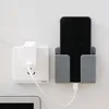 Lazy Mobile Phone Charging Hanging Holder Multifunction Wall Mounted Plug Bracket Remote Control Mounted Storage Box 4 Colors