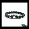 Sieradenromantische hartvormige bedelarmband lava-rock ronde kralen armbanden vrouwen mannen minnaar diffuser yogo sieraden 3-stijl chirstmas cadeau a482