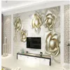 Papier peint stéréoscopique 3D Golden Luxe 3D Trois dimensions Fleur Fleur Fonds d'écran TV Mur de fond