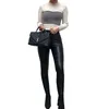 Women's Pant Beige Black Wine Red Skinny PU Leather Pants Stretch Zipper Female Autumn Winter Pencil Trousers 210517