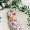 Infant Baby Swaddle Wrap Blanket Florals Wraps Blankets Nursery Bedding Babies Wrapped Cloth With Bowknot Headband Photo Props