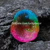 Rainbow Quartz Geode Decor Titanium Bonded Kolorowe Wysokie Energia Kryształ Cuarzo Cluster Druzy Agate Gemstone Mineral Patmen Naturalny Rock Wyświetlacz Ornament