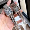 Orologi di marca di moda Ragazza da donna Numeri arabi quadrati Quadrante stile acciaio metallo Orologio da polso di lusso di buona qualità C65264a
