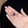GEM'S BALLET 3.88Ct Round Natural Red Garnet Gemstone Ring per le donne 925 Sterling Silver Vintage Cocktail Rings Fine Jewelry 211217