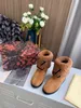 2021 Designer Kvinnor Snowdrop Flat Ankel Boot Lady Fashion Snow Boots Vattentät Vinter Varm Wull Leather Boots Toppkvalitet Storlek US 5-11