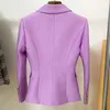 HIGH STREET est Designer Jacket Women's Lion Buttons Double Breasted Slim Fitting Pique Blazer Lilac 211019