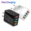 5.1A EU US WALL CHARGER 4 USB PORTS AC TRAVEL USB充電器プラグアダプター用iPhone 11 12 13 14 Samsung S10 S20 HTC Android電話