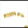 Grillz, Body Jewelry Drop Delivery 2021 Punk Set Gold Sier Teeth Grillz Top & Bottom Grills Dental Mouth Caps Cosplay Party O8Rbp