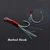 50pcs/bag Fishing Lure Slow Jigging Fishings Cast Jigs Assist Hook Barbed Single Jig Hooks Thread Feather Pesca High Carbon Steel