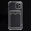 패션 클리어 Shockproof TPU 카드 홀더 포켓 핸드폰 케이스 아이폰 X / XR XS / 11 Pro 12 Max 13 Mini 시리즈