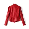 Mode Streetwear Dames PU Jassen Lente Rode Moto Stijl Vrouwen Jassen Cool Vrouw Faux Lederen Jas Pocket Girls Coat 210427