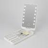 Portable Lady LED Light Makeup Mirror with Brushes Case Organizer Folding Touch Screen Mirrors 5pcs Brush Storage Box 12 LEDs lamp Travel Make up tools