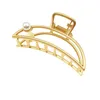 Enkel Elegant Gold Hollow Geometriska Metallklämmor För Kvinnor Hårklokklipp Crab Hairpin Headband Lady Mode Tillbehör Vintage Smycken