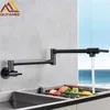 Quyanre Chrome Nickel Black Brash Bast Biller Tap Настенные кухонные краны с одним холодным отверстием кран Повернуть складной носик 211108