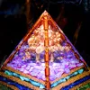 8cm 7 Chakra Layered Pierre Naturelle Orgone Pyramide EMF Artisanat Extraordinaire Arbre de Vie Guérison Cristal Orgonite Tour Figurine Générateur D'énergie Reiki Méditation