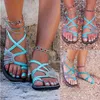 Sıcak kadın sandalet büyük boy halat düğüm yaz Avrupa Amerika Birleşik Devletleri plaj toe düz ayakkabı Y0721